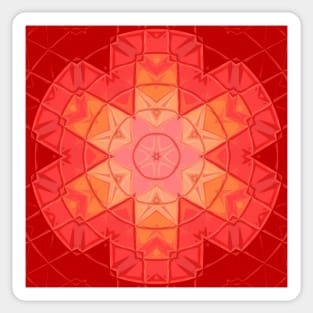 Mosaic Mandala Flower Red and Orange Sticker